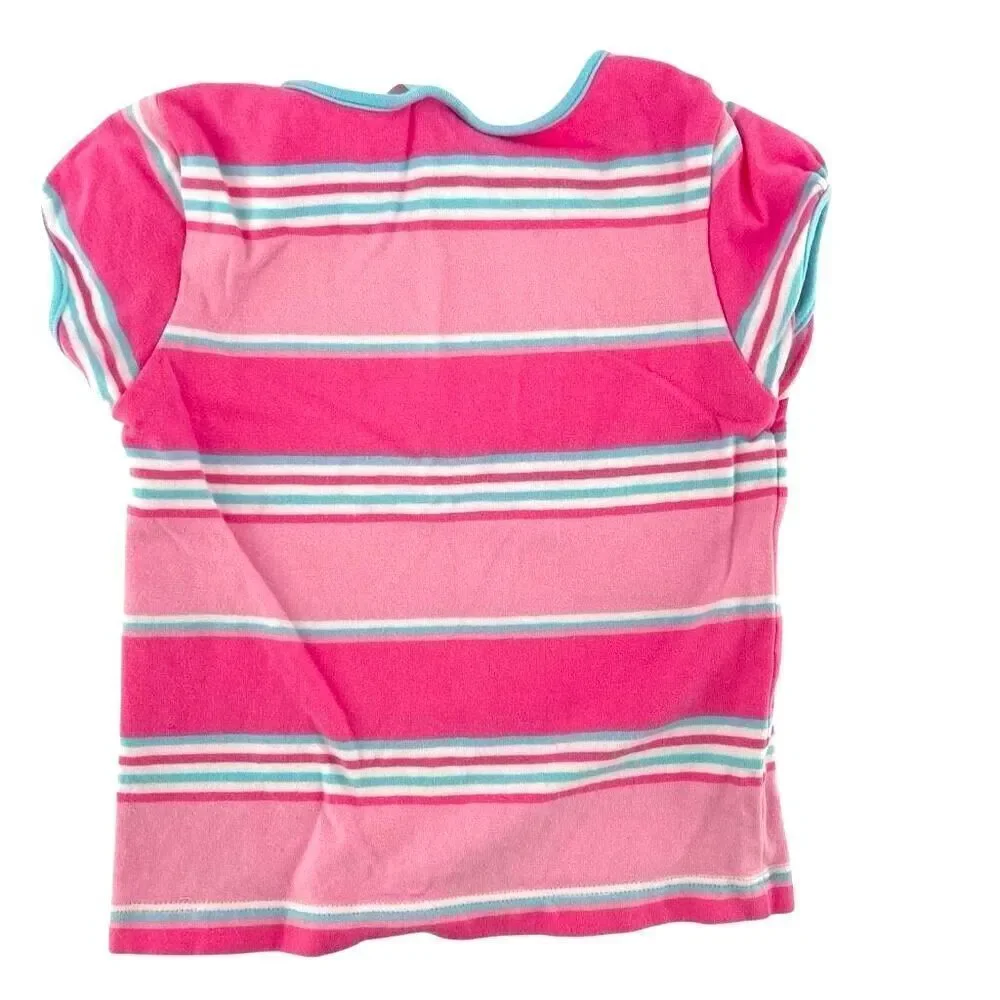 Vintage Old Navy Toddler Girls Tee – Pink & Blue Striped, Size 3T